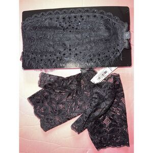 Victoria's Secret LACE GLOVES+EYEMASK BLACK crystallized adult Game VERY SEXY
